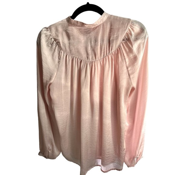 Lucky Brand size S blush pink button front long sleeve top - Picture 2 of 8